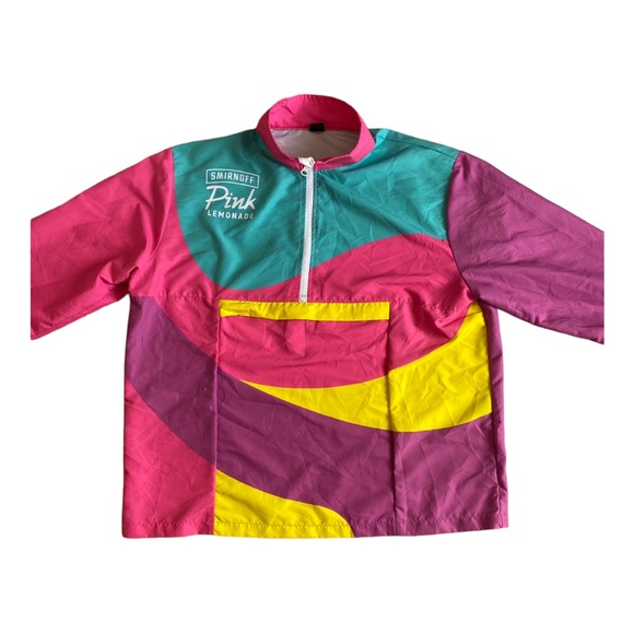 Smirnoff Pink Lemonade Half Zip Pullover Lightweight Windbreaker Bomber Jacket - Picture 1 of 6